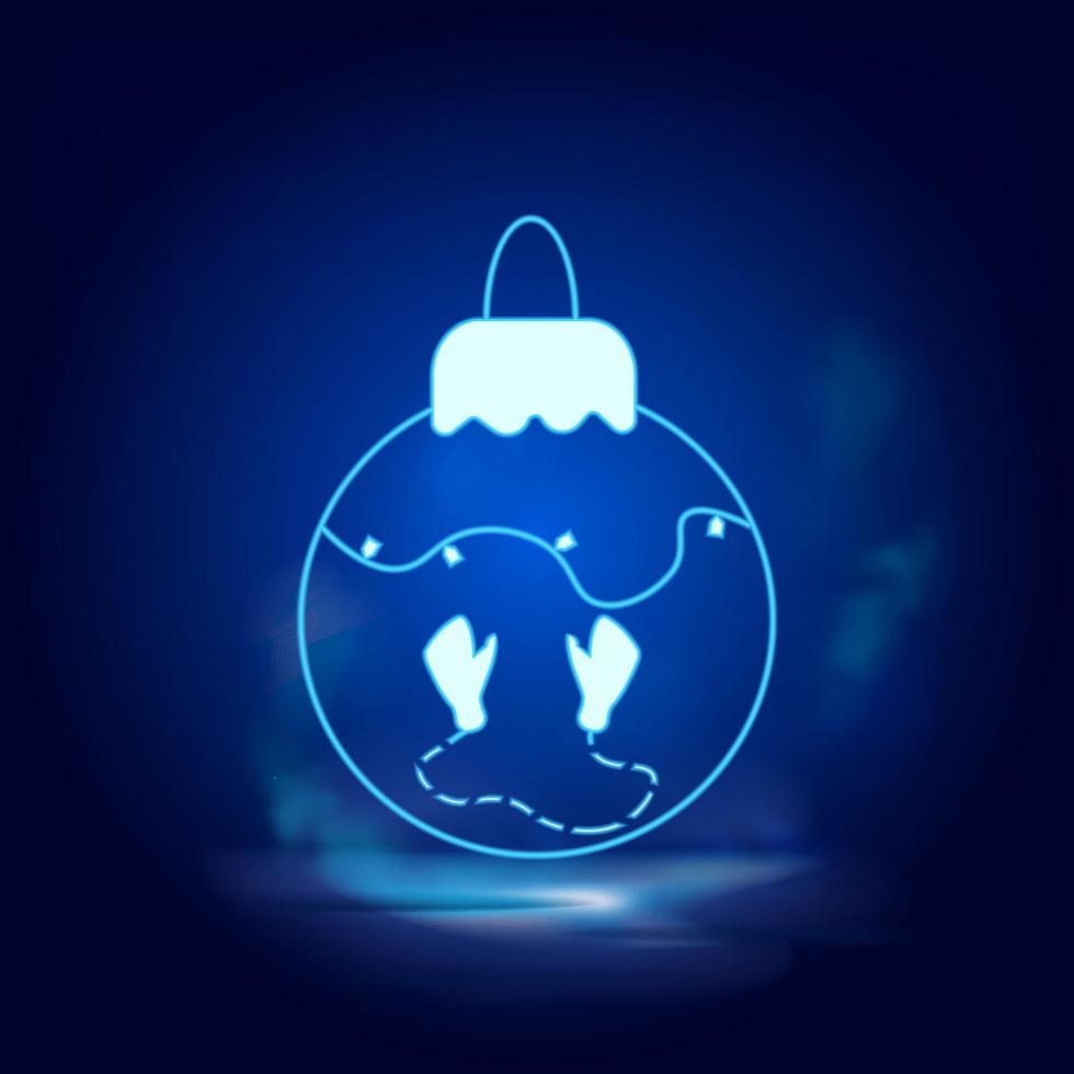Natale palla Fumo effetto neon icona. natale decorazione vettore illustrazione isolato su blue.vector neon icona illustrazione su bianca sfondo