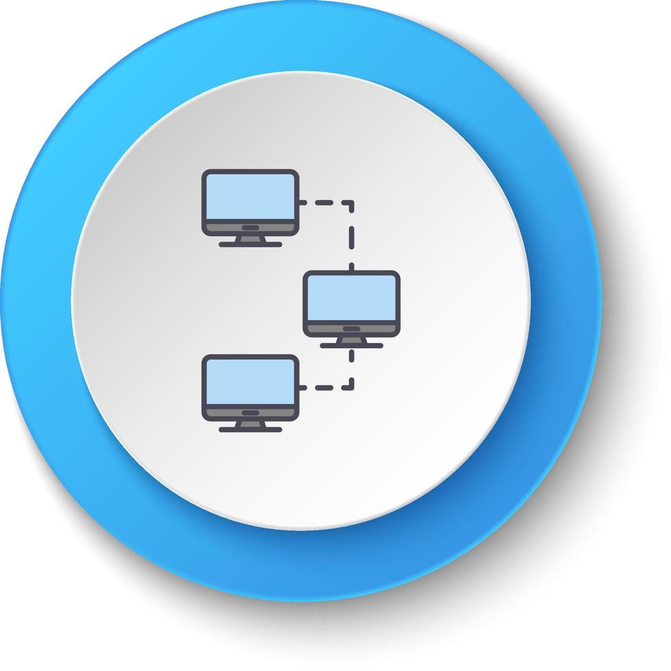 il giro pulsante per ragnatela icona. computer, lan. pulsante bandiera il giro, distintivo interfaccia per applicazione illustrazione su bianca sfondo vettore