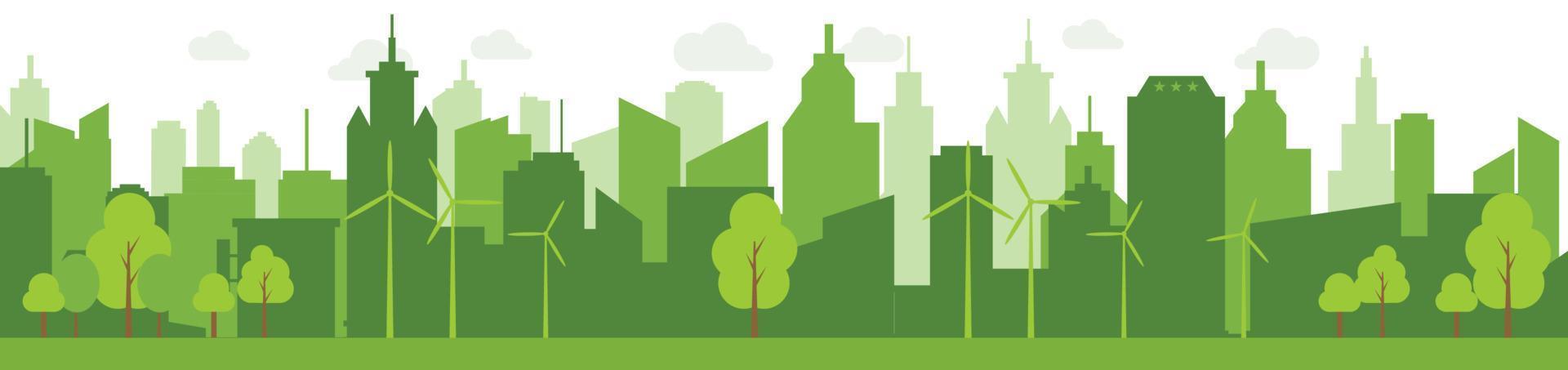 verde città Aiuto il mondo con eco-friendly concetto idee.vettore illustrazione. vettore