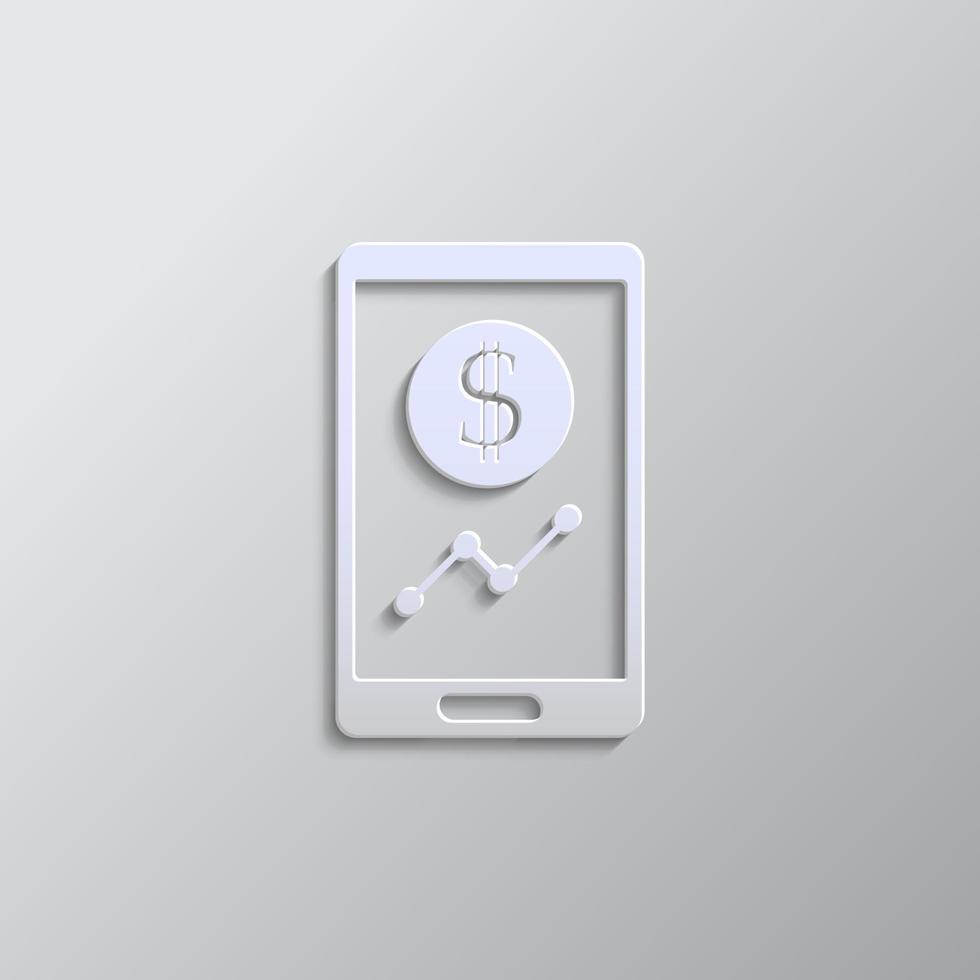 attività commerciale, finanza, mobile banca carta stile, icona. grigio colore vettore sfondo- carta stile vettore icona