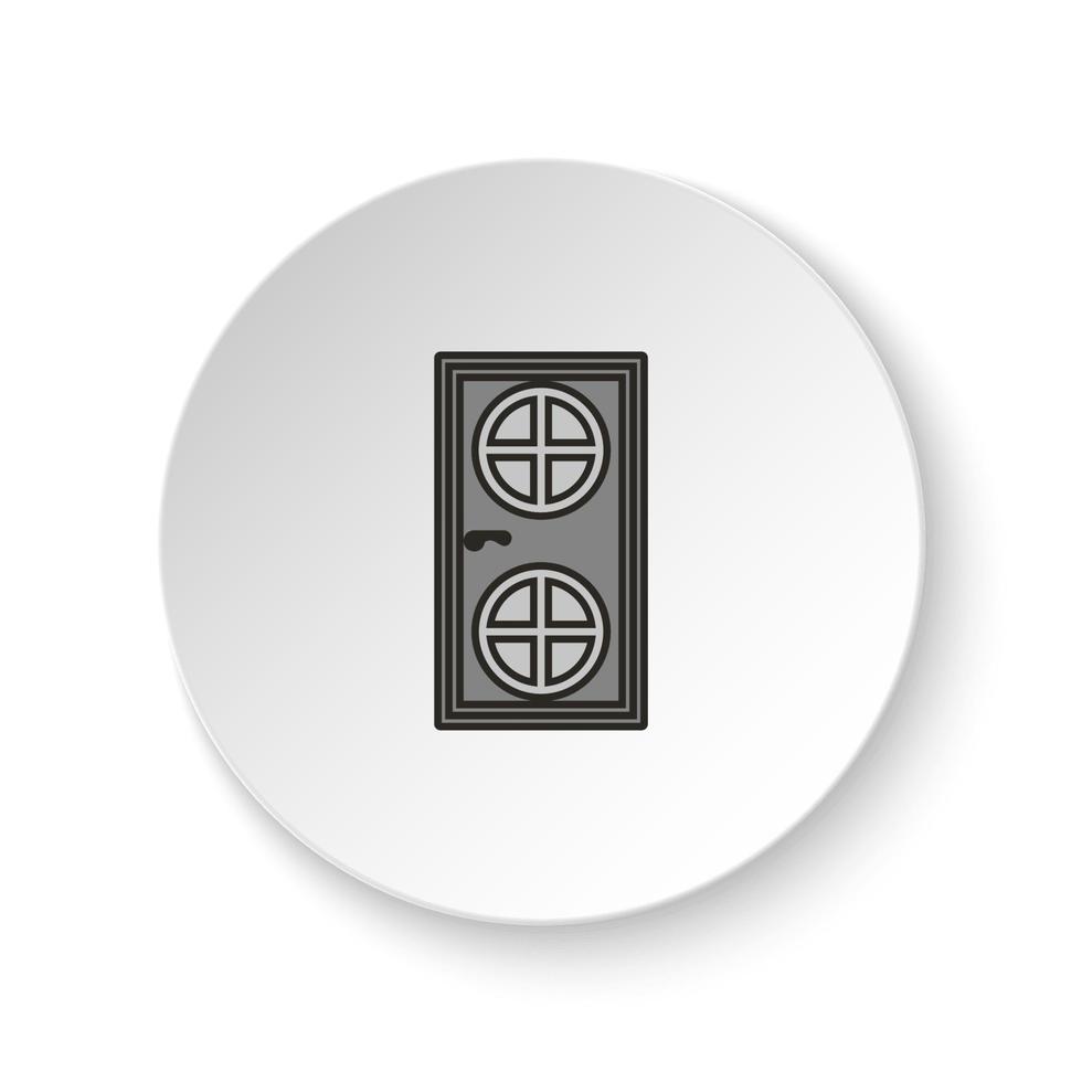 il giro pulsante per ragnatela icona, porta, icona. pulsante bandiera il giro, distintivo interfaccia per applicazione illustrazione su bianca sfondo vettore