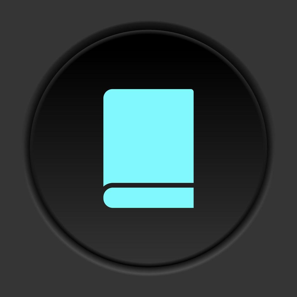 il giro pulsante icona, libro. pulsante bandiera il giro, distintivo interfaccia per applicazione illustrazione su buio sfondo vettore