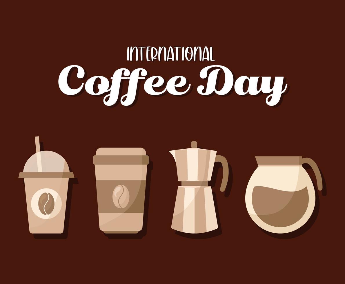 giornata internazionale del caffè con le icone vettore