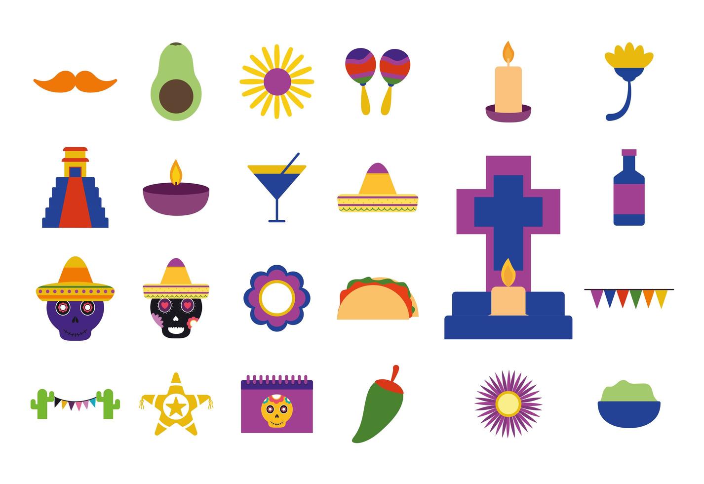 set di icone di cultura messicana vettore