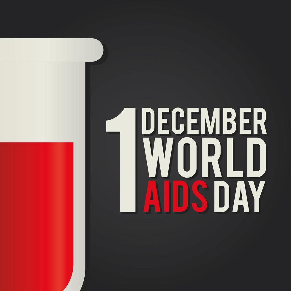 1 dicembre Giornata Mondiale dell'AIDS scritte con una provetta vettore