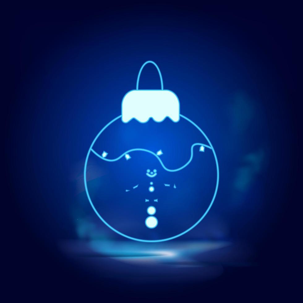 Natale palla Fumo effetto neon icona. natale decorazione vettore illustrazione isolato su blue.vector neon icona illustrazione su bianca sfondo