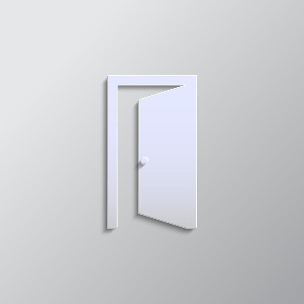 porta, aprire, icona carta stile. grigio colore vettore sfondo- carta stile vettore icona