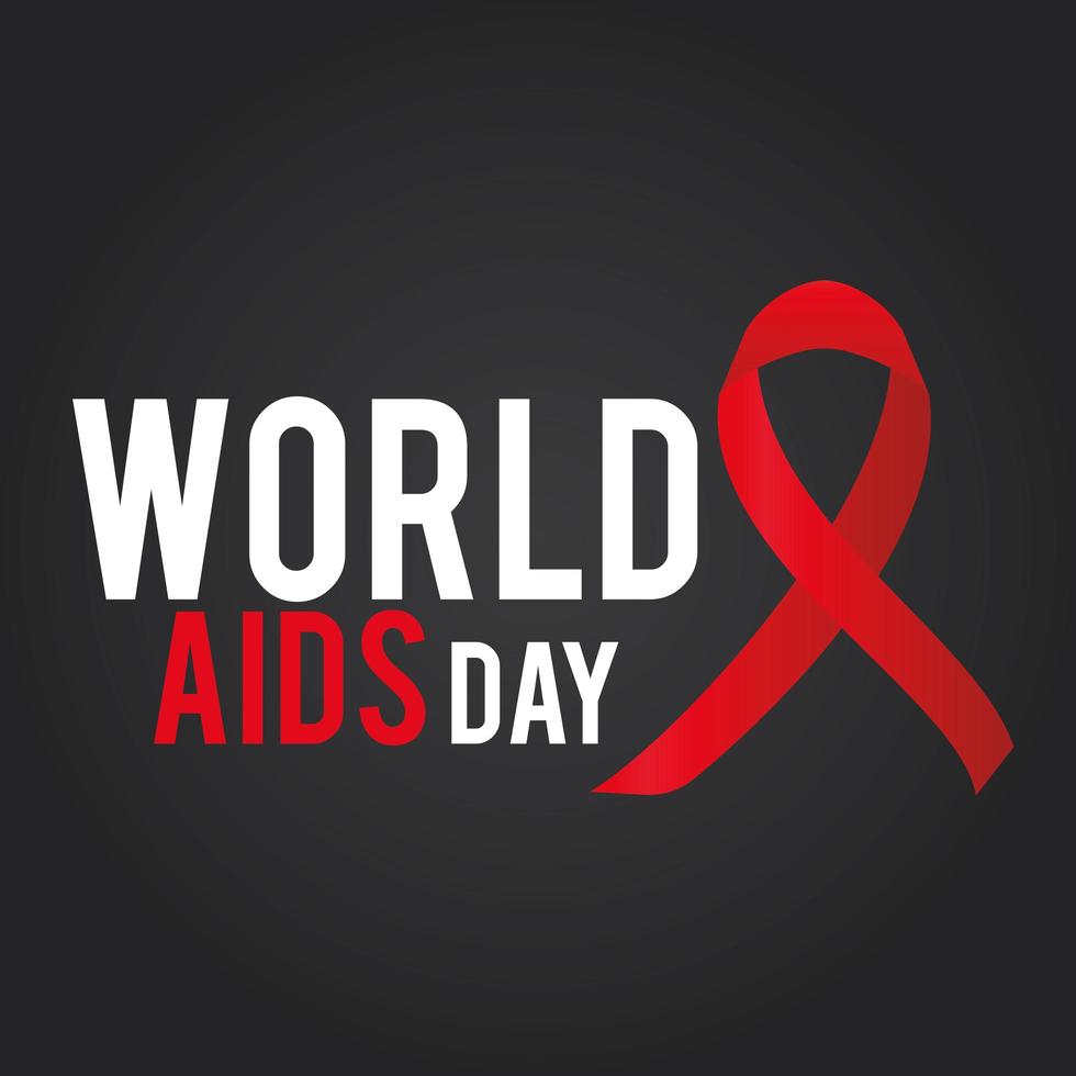 scritte per la giornata mondiale dell AIDS con nastro rosso vettore