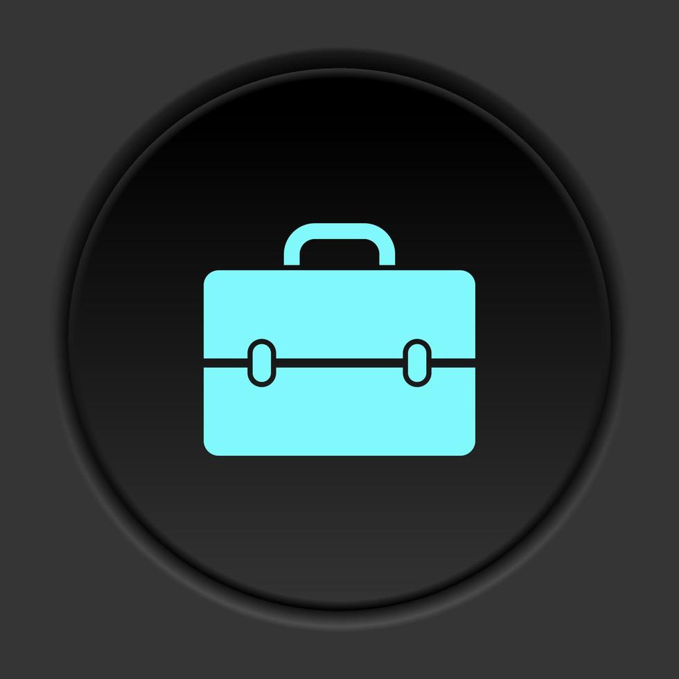 il giro pulsante icona, valigetta. pulsante bandiera il giro, distintivo interfaccia per applicazione illustrazione su buio sfondo vettore