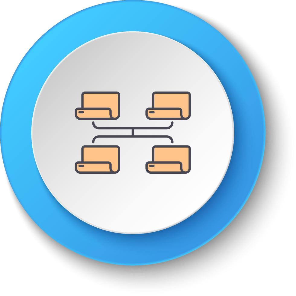 il giro pulsante per ragnatela icona. Rete, Condividere. pulsante bandiera il giro, distintivo interfaccia per applicazione illustrazione su bianca sfondo vettore