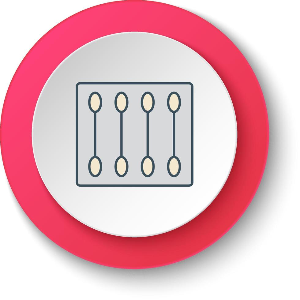 il giro pulsante per ragnatela icona, cotone mini cuffie cotone bastone. pulsante bandiera il giro, distintivo interfaccia per applicazione illustrazione su bianca sfondo vettore