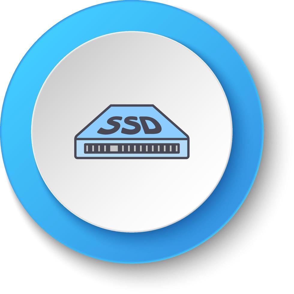 il giro pulsante per ragnatela icona. SSD. pulsante bandiera il giro, distintivo interfaccia per applicazione illustrazione su bianca sfondo vettore