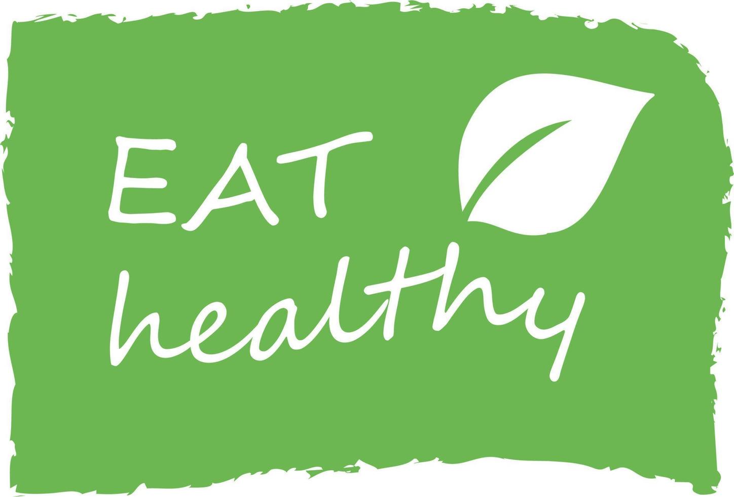 mangiare salutare - motivazionale manifesto o bandiera con mano lettering frase mangiare salutare su verde sfondo con di moda lineare icone e segni di frutta e verdure vettore illustrazione.