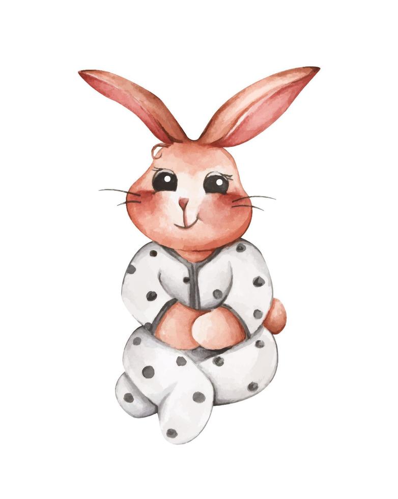 carino coniglietto per primavera stagione. Pasqua coniglio. acquerello illustrazione. coniglio cartone animato. animale natura carattere. vettore