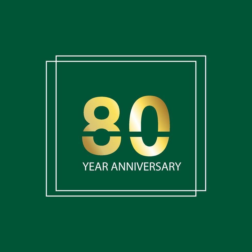 Logo di celebrazione di anniversario di 80 anni. 80 ° modello di progettazione. vettore e illustrazione.