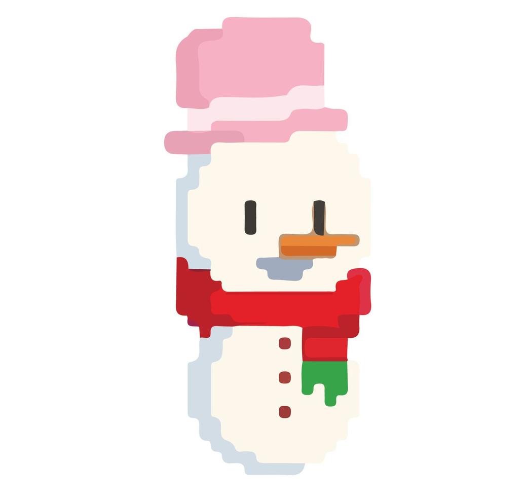 pixel arte pupazzo di neve vettore