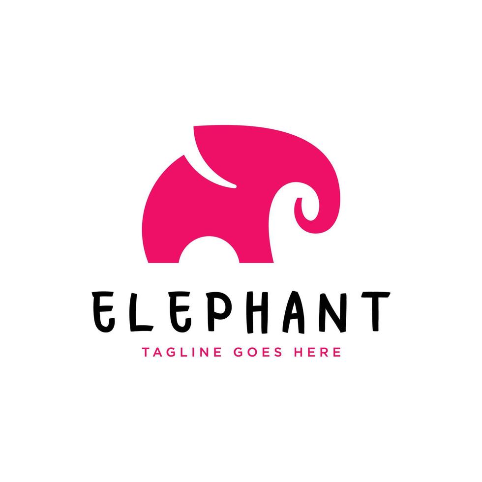 carino divertente elefante logo modello vettore