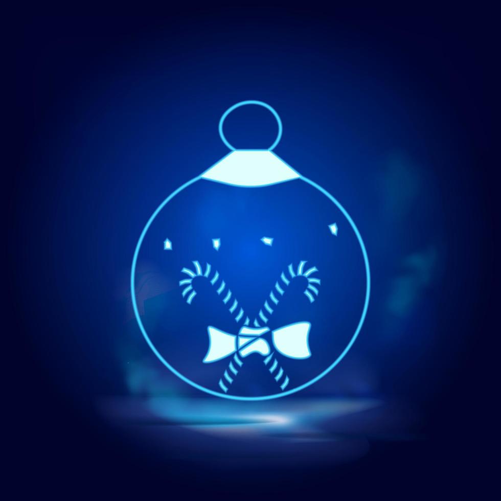 Natale palla Fumo effetto neon icona. natale decorazione vettore illustrazione isolato su blue.vector neon icona illustrazione su bianca sfondo