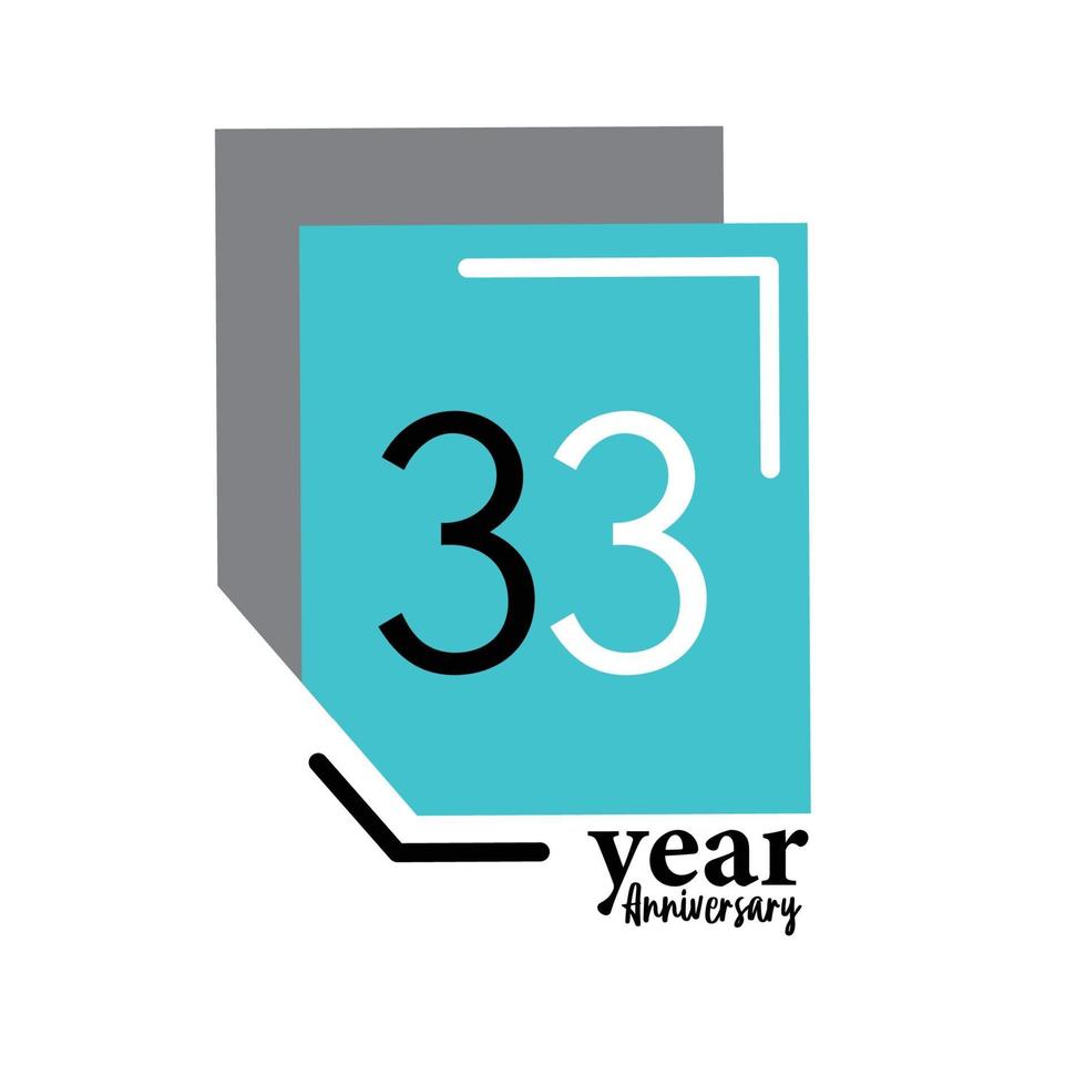 33 anni anniversario modello vettoriale illustrazione design scatola blu elegante sfondo bianco
