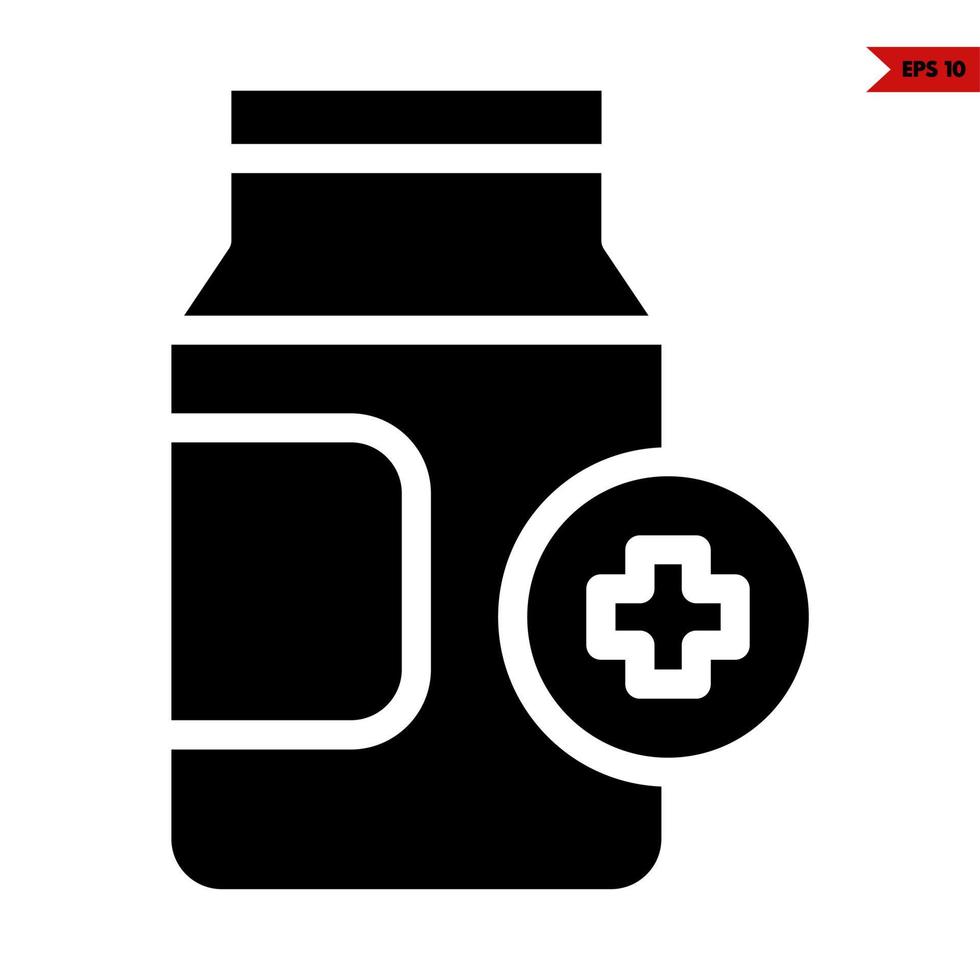 bottiglia droga con medicina nel pulsante glifo icona vettore