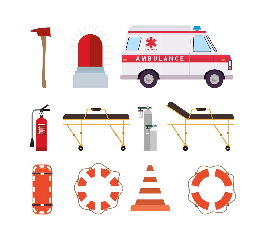 set di icone di emergenza medica vettore