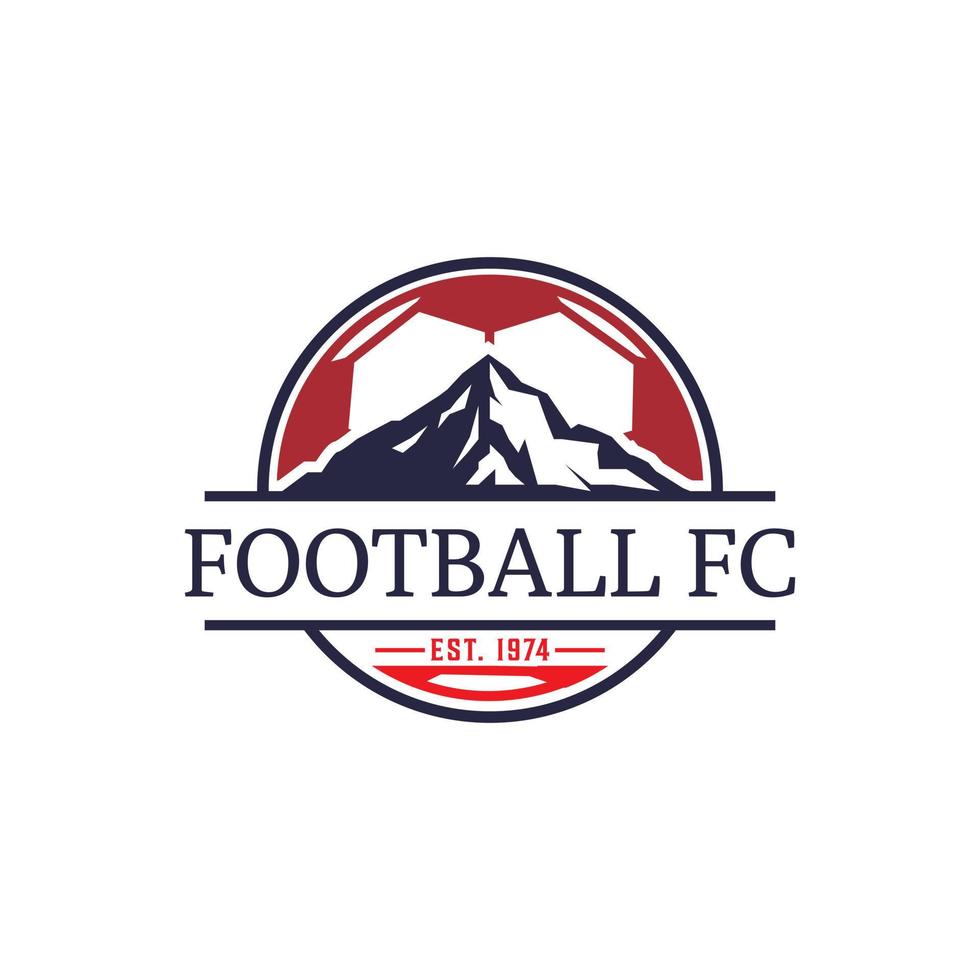 calcio club logo design modello, montagna sport logo vettore