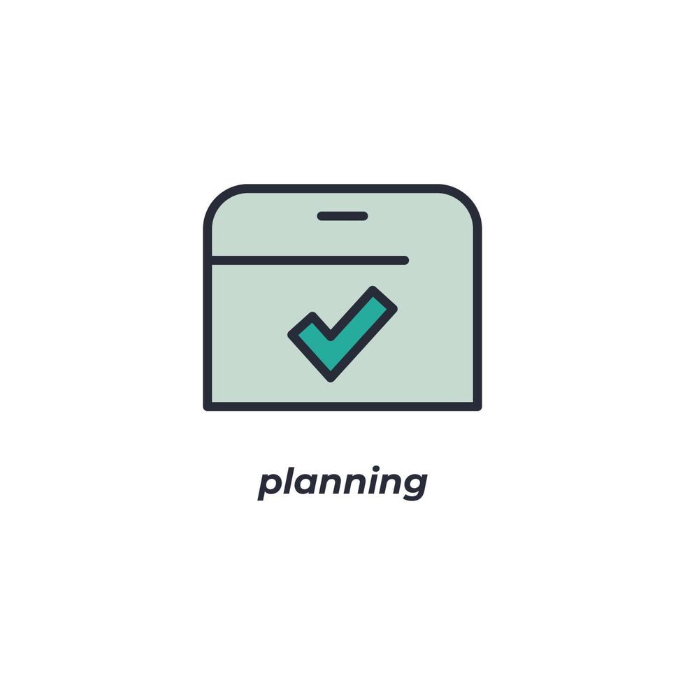 vettore cartello pianificazione simbolo è isolato su un' bianca sfondo. icona colore modificabile.
