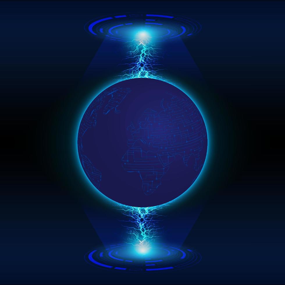 moderno olografico globo su tecnologia sfondo vettore