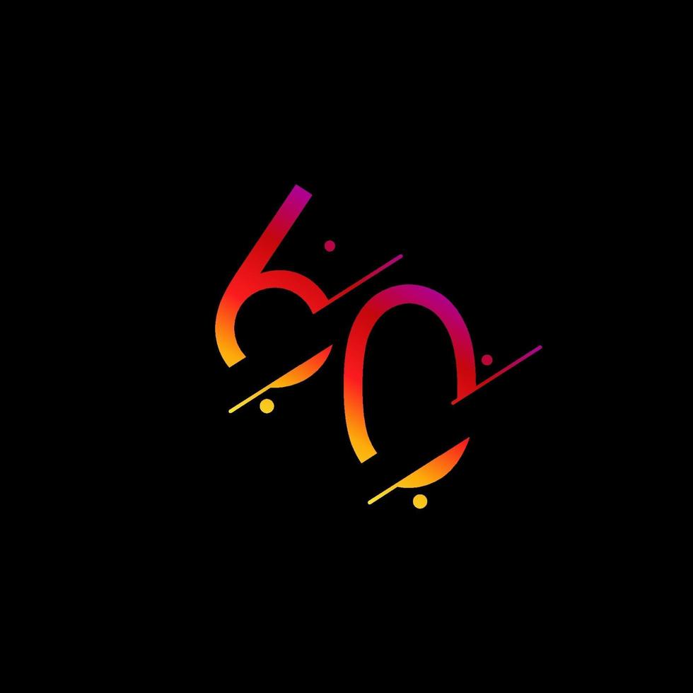 Illustrazione di progettazione del modello di vettore di numero elegante di celebrazione di anniversario di 60 anni