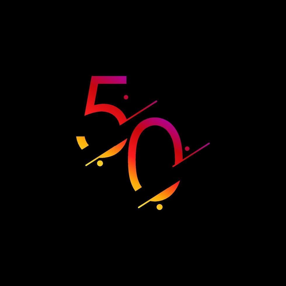 Illustrazione di progettazione del modello di vettore di numero elegante di celebrazione di anniversario di 50 anni