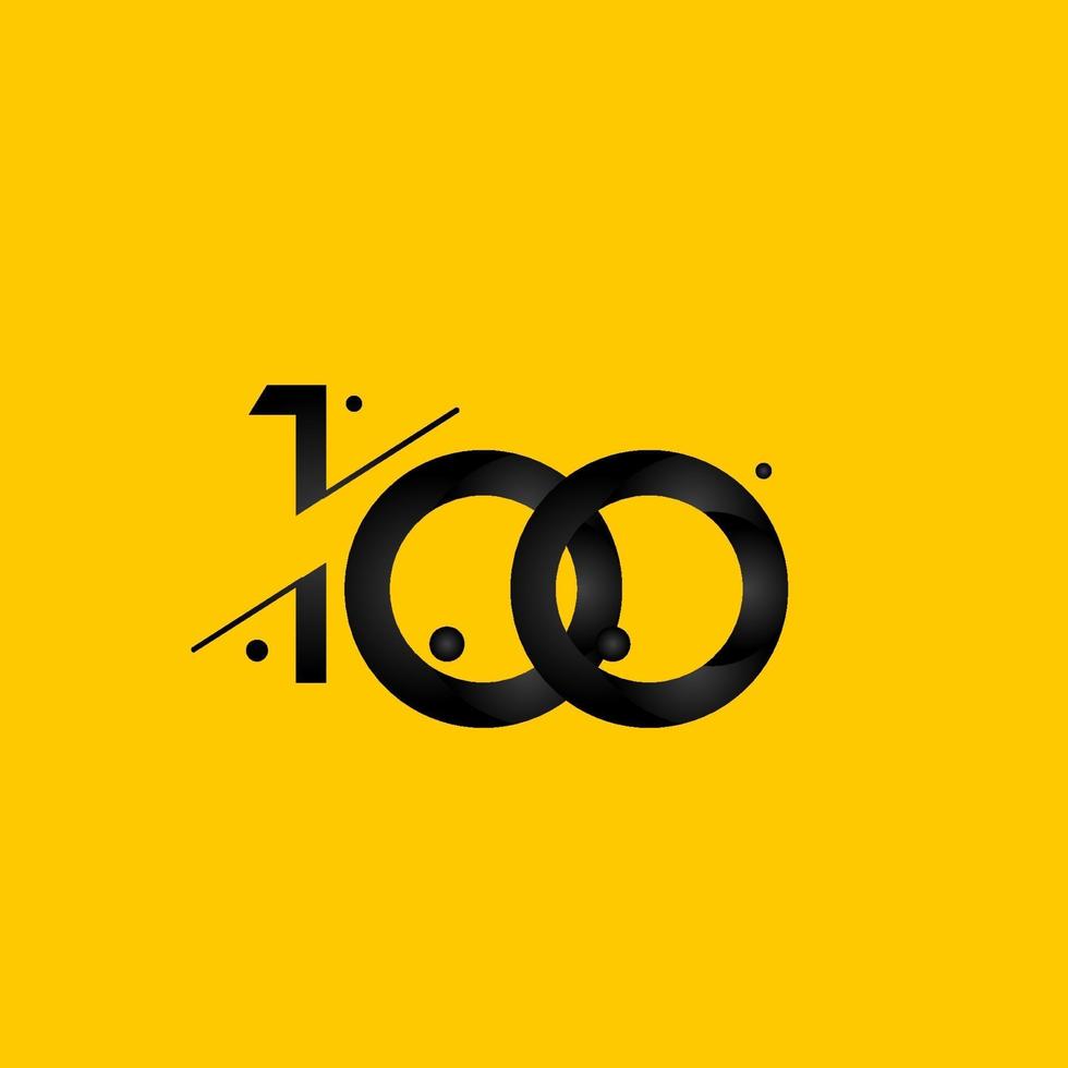Illustrazione di progettazione del modello di vettore di numero giallo di pendenza di celebrazione di anniversario di 100 anni