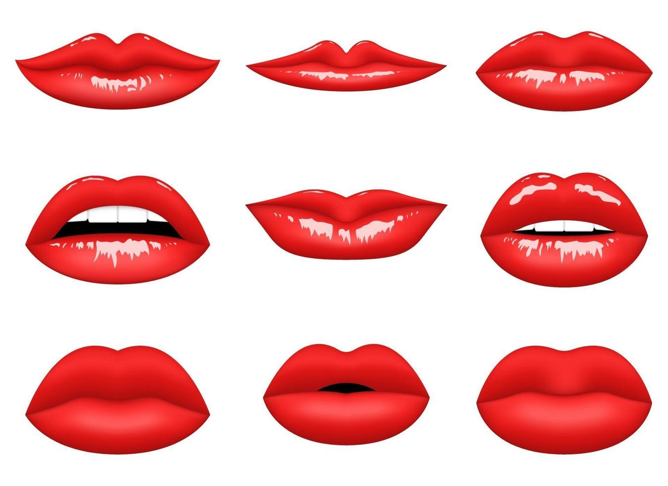 illustrazione di disegno vettoriale labbra donna rossa isolato su sfondo bianco