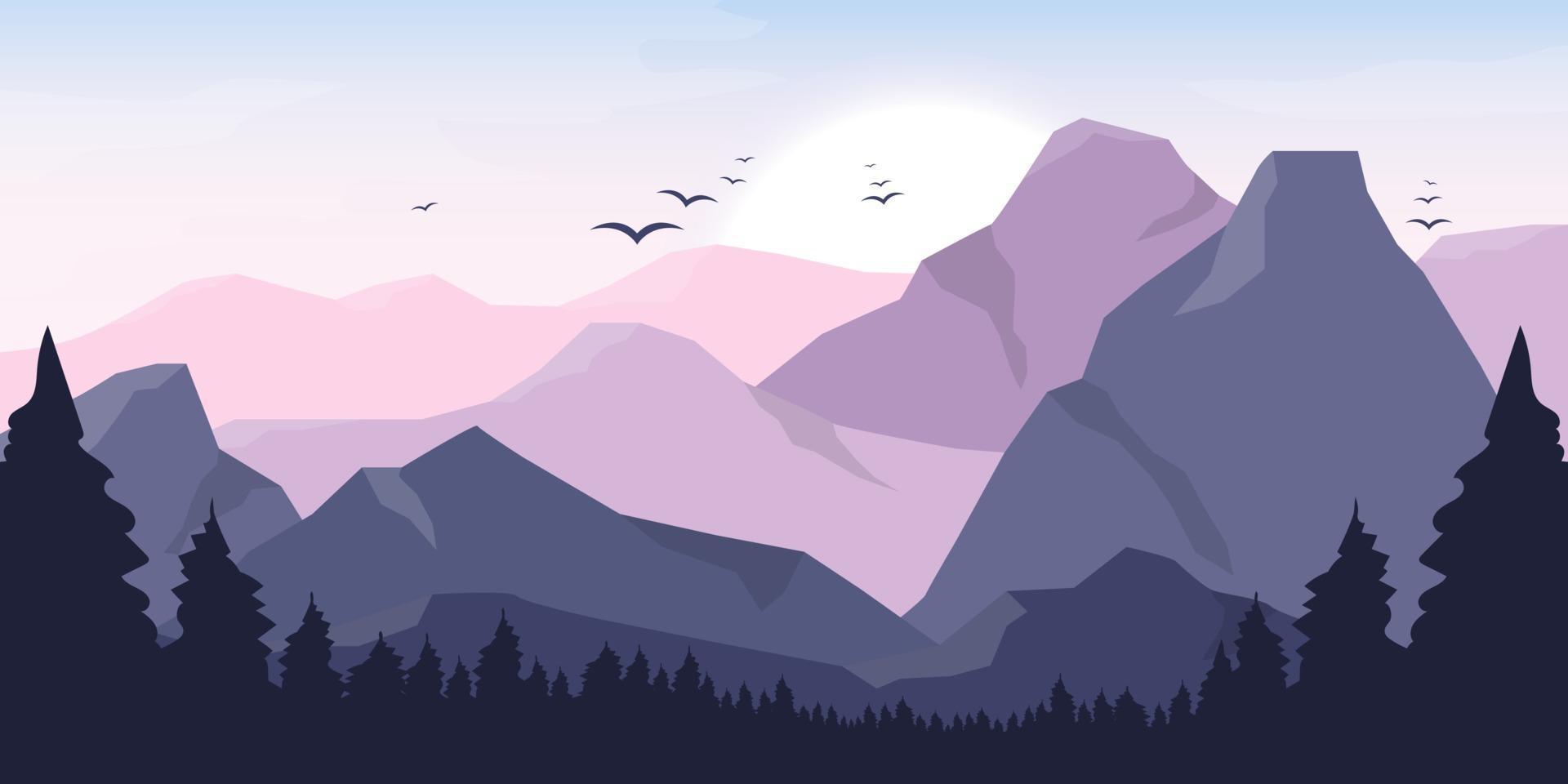 illustrazione di disegno vettoriale di sfondo bellissimo paesaggio di montagna
