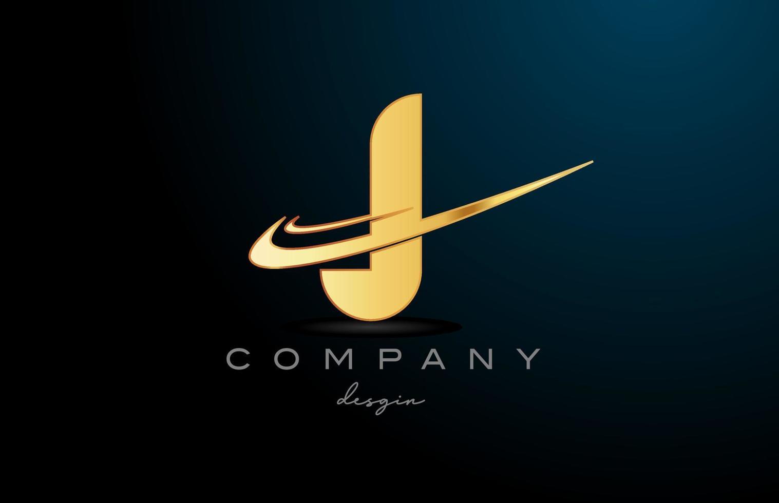 j alfabeto lettera logo con Doppio swoosh nel oro d'oro colore. aziendale creativo modello design per azienda vettore