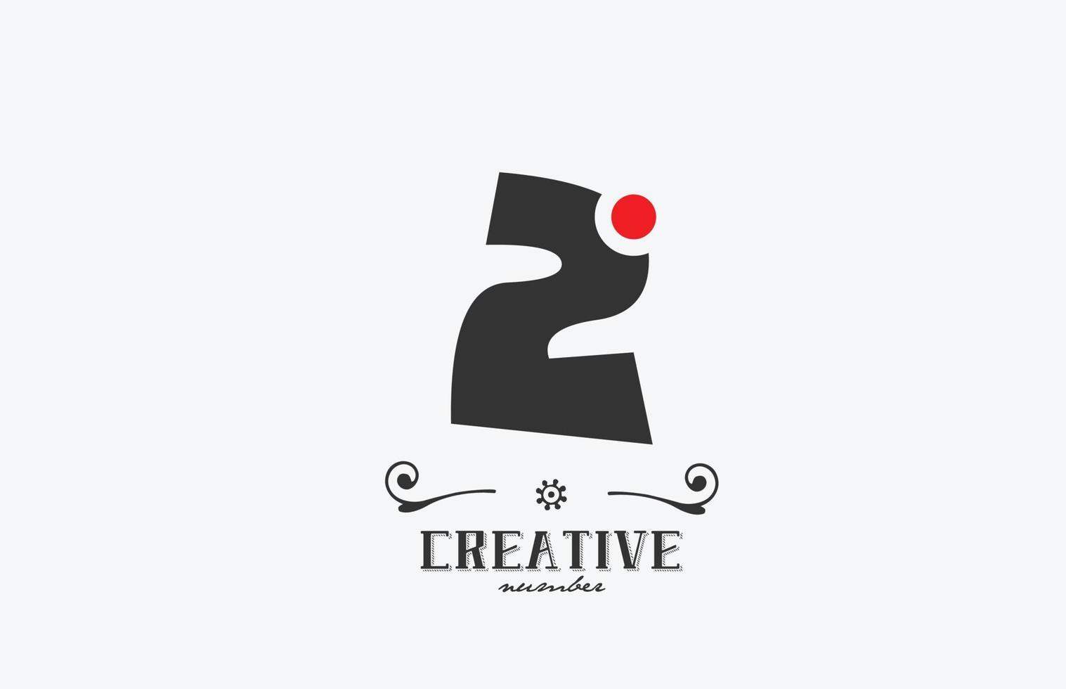 grigio 2 numero logo icona design con rosso punto. creativo modello per azienda e attività commerciale vettore