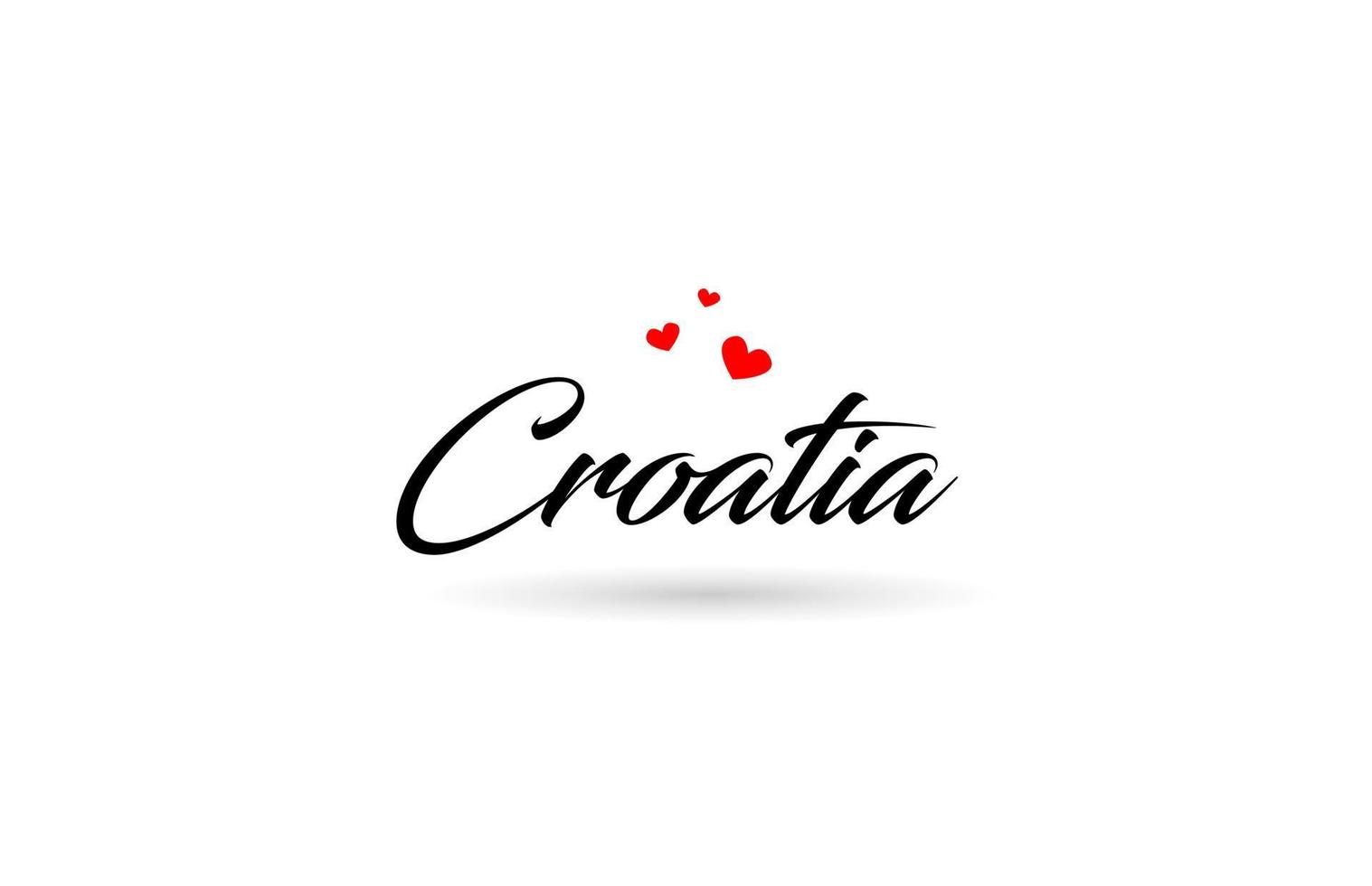 Croazia nome nazione parola con tre rosso amore cuore. creativo tipografia logo icona design vettore