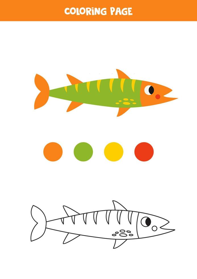 colore carino Barracuda pesce. foglio di lavoro per bambini. vettore