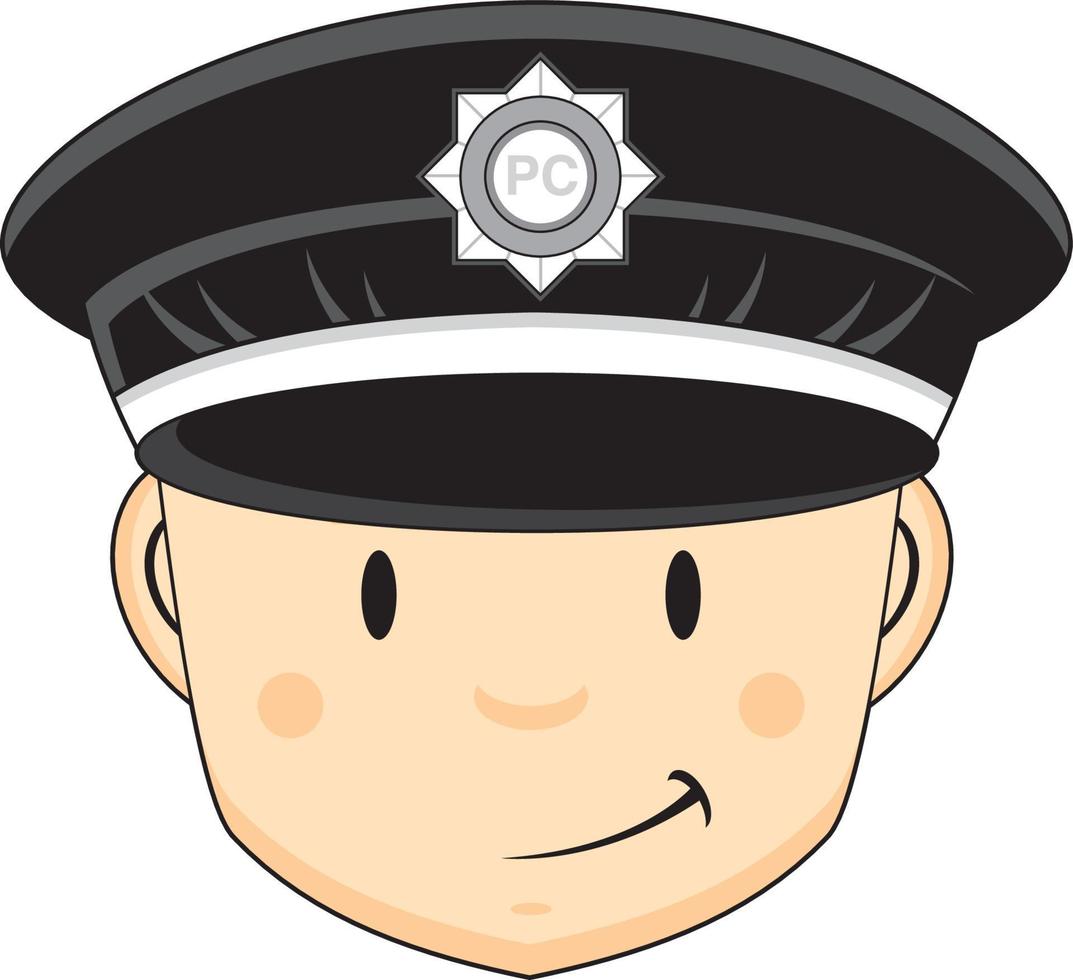 cartone animato classico Britannico poliziotto personaggio testa vettore