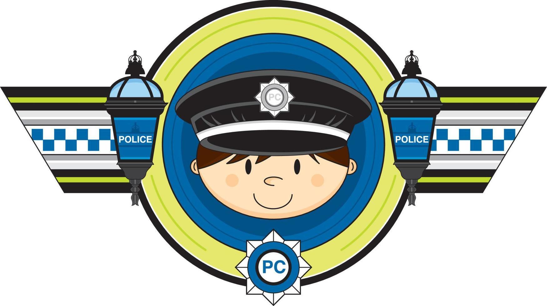 cartone animato classico Britannico poliziotto personaggio vettore