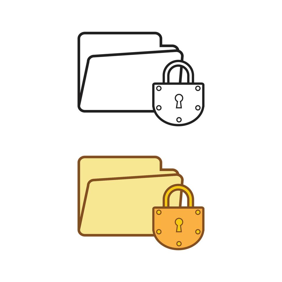 cartella serratura logo icona illustrazione colorato e schema vettore