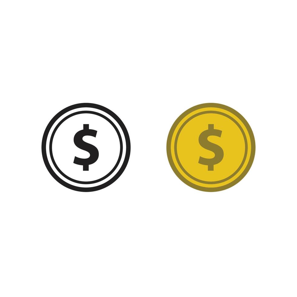i soldi dollaro moneta logo icona illustrazione colorato e schema vettore