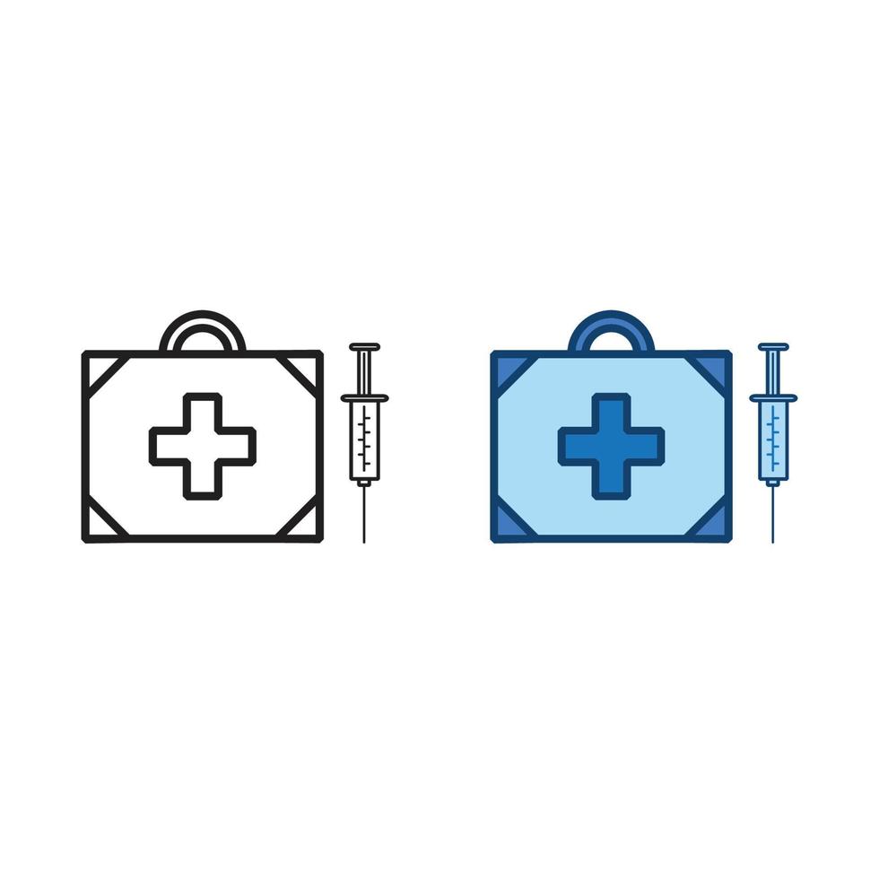 medico e siringa Borsa logo icona illustrazione colorato e schema vettore