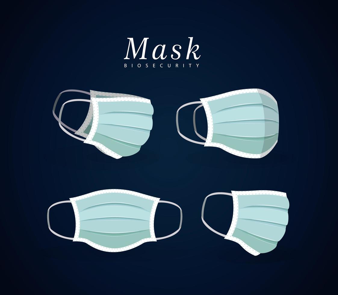 disegno vettoriale di maschere mediche blu