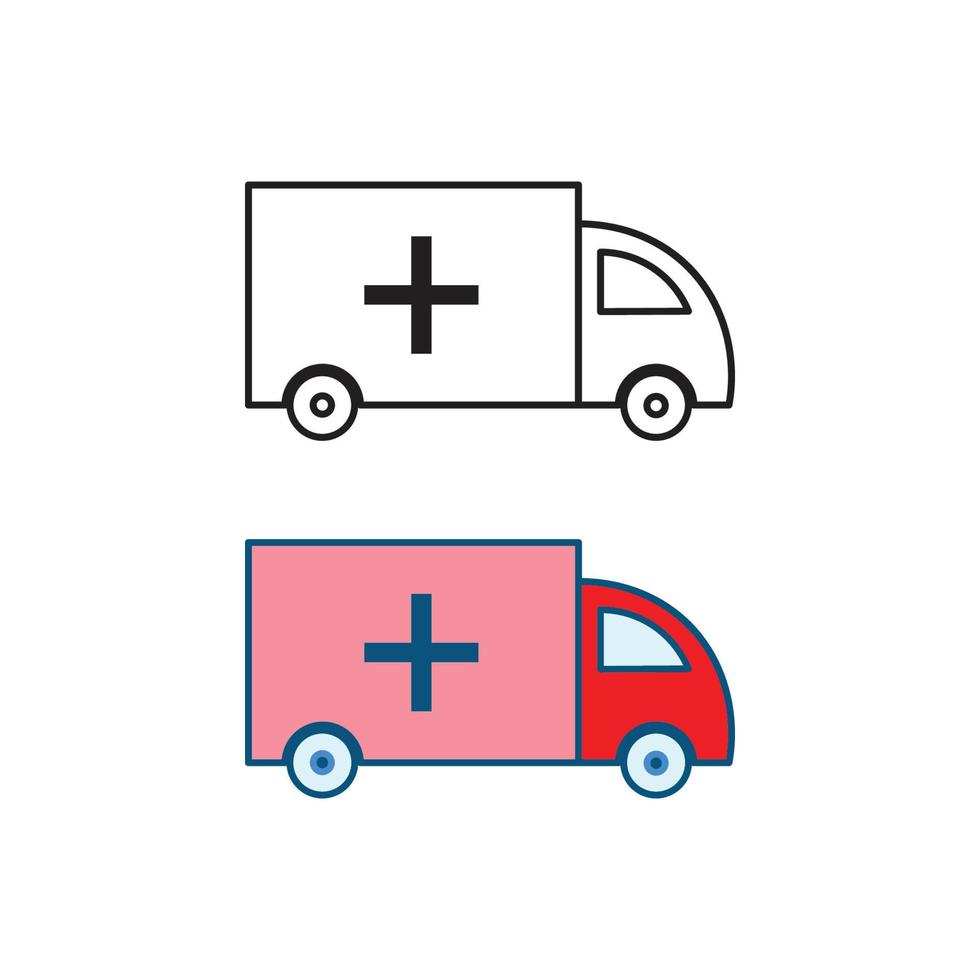 ambulanza medico auto logo icona illustrazione colorato e schema vettore