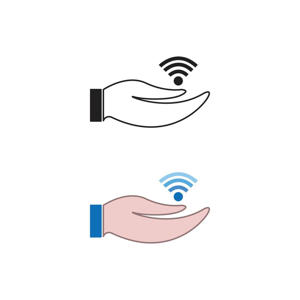 mano punto di accesso logo icona illustrazione colorato e schema vettore