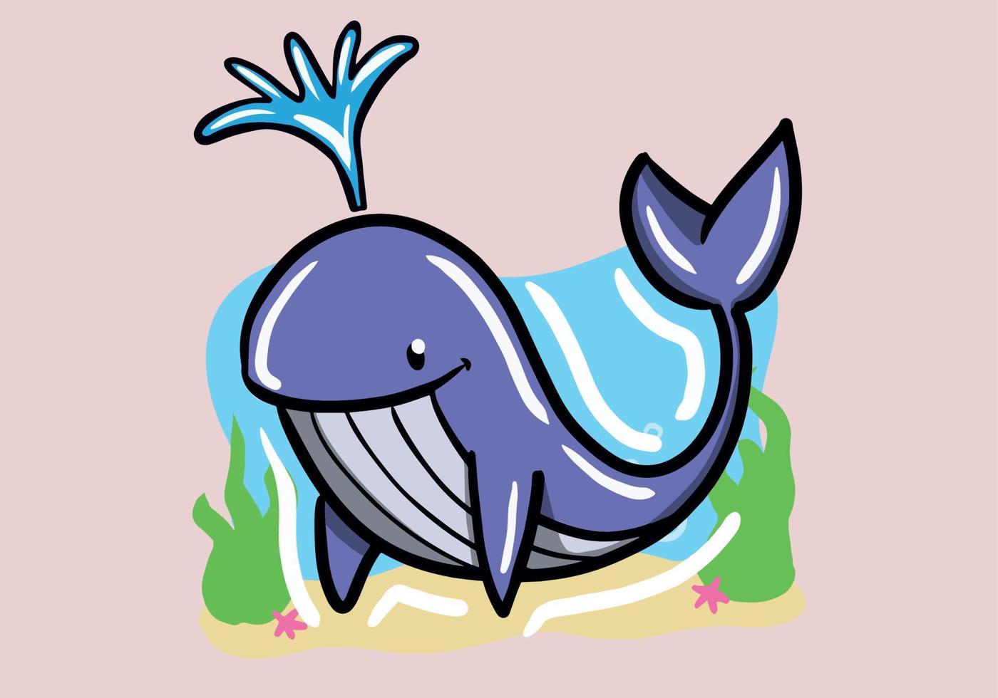 mano disegnato balena come mare animale galleggiante vettore illustrazione. cartone animato stile balena.