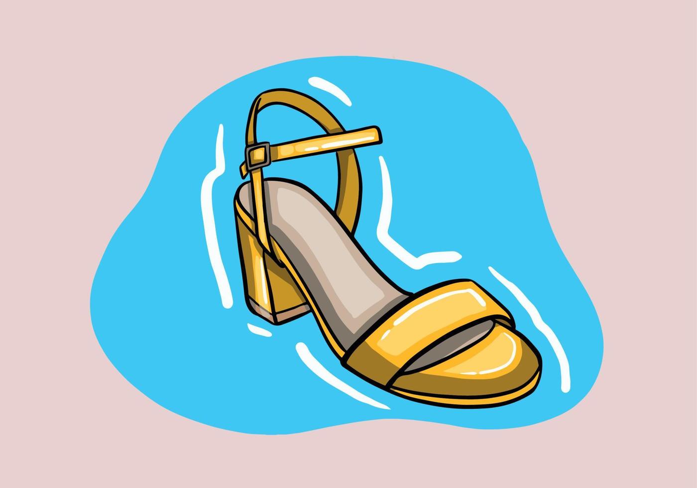 mano disegnato vettore illustrazione di elegante alla moda giallo Da donna scarpa con alto tacco isolato su sfondo