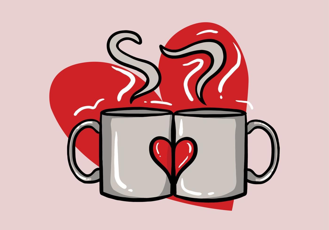 contento San Valentino giorno vettore design. San Valentino giorno vettore con caffè bicchiere. San Valentino giorno design per manifesto, sociale media, bandiera o annuncio.