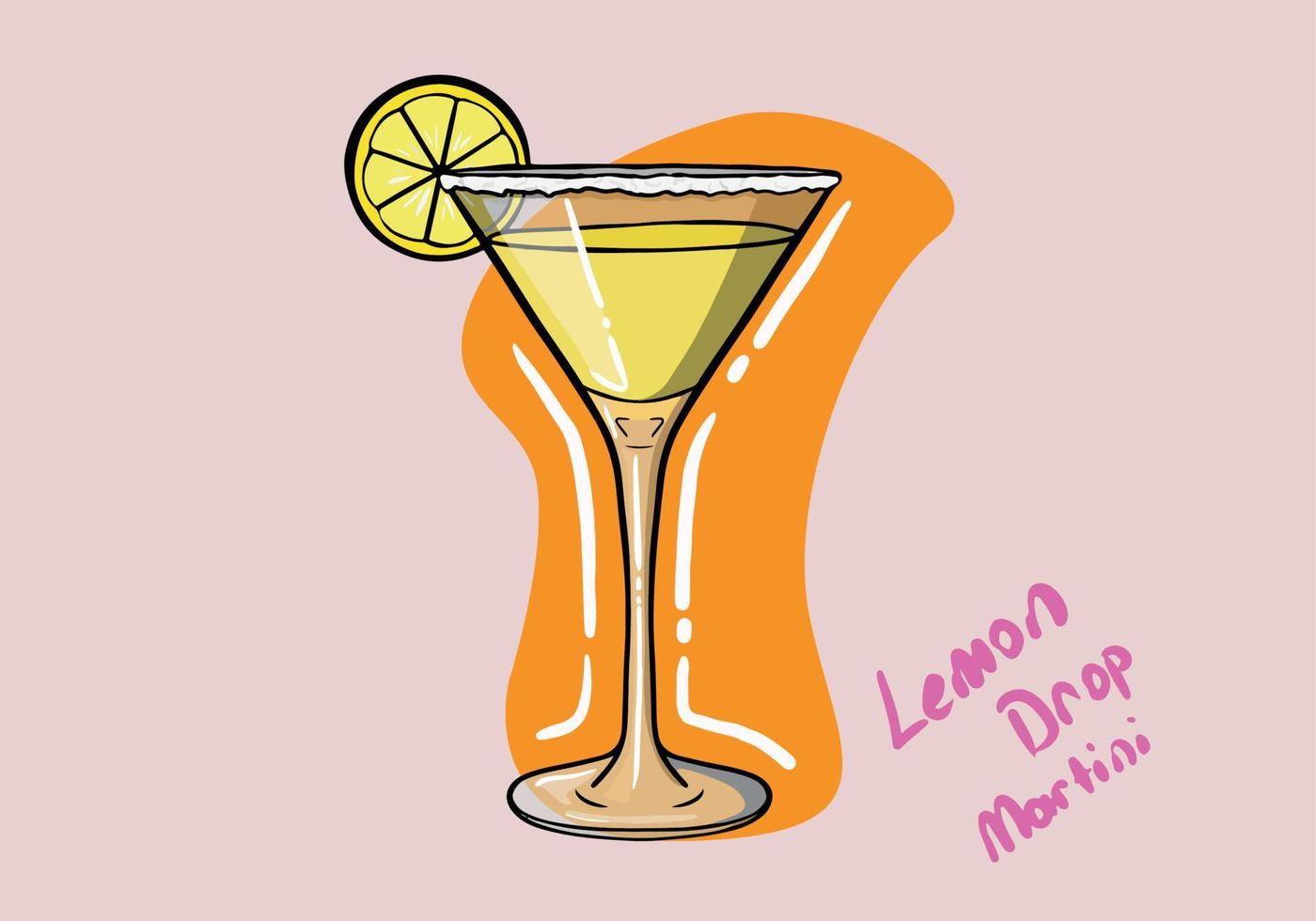 Limone far cadere Martini con Limone, vettore illustrazione, mano disegnato colorato design