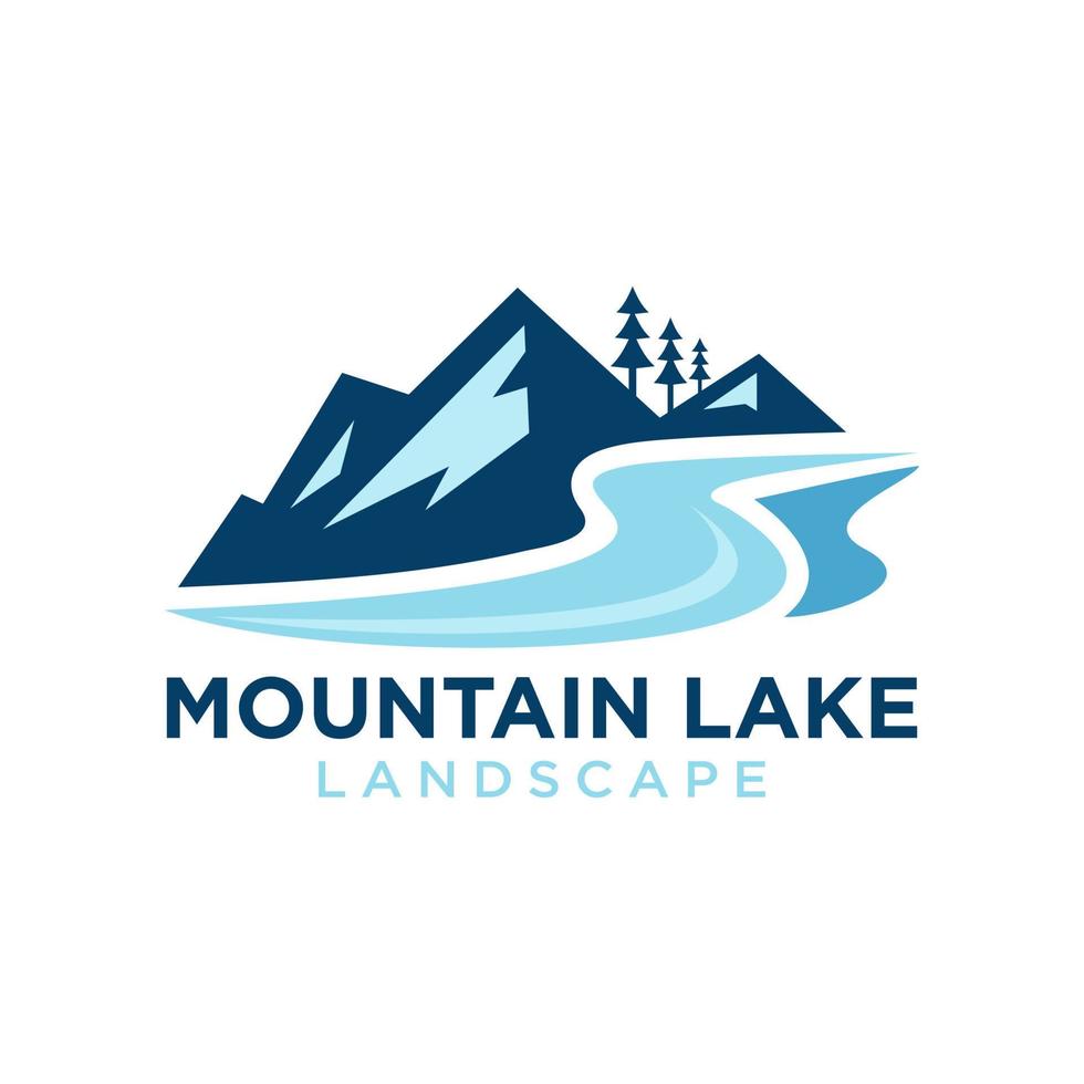 montagna lago logo natura paesaggio azione vettore